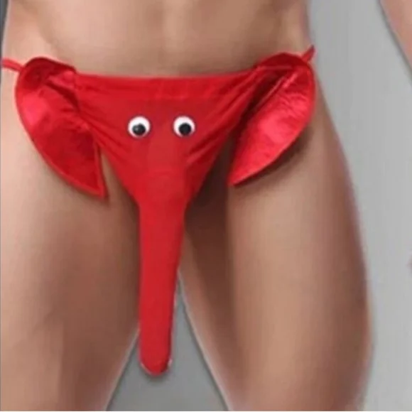 Mens Banana Hammock G String Thong Red Elephant - Picture 1 of 6